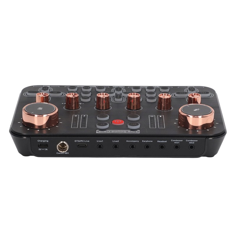 Live Sound Card Voice Changer Soundboard Bluetooth Audio Mixer for