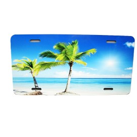 DIGIART INTERNATIONAL TROPICAL BEACH PALM TREES OCEAN WAVE SUNSET CAR NOVELTY LICENSE PLATE AUTO TAG