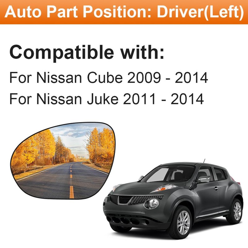 Senzeal Driver Side Heated Mirror Glass Replacement for Nissan Cube