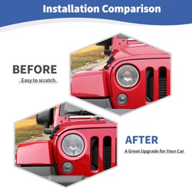 RT-TCZ for Wrangler JK Headlight Cover Trim Bezels for Jeep Wrangler JK JKU 2007-2017 Pink Exterior Accessories 2pcs