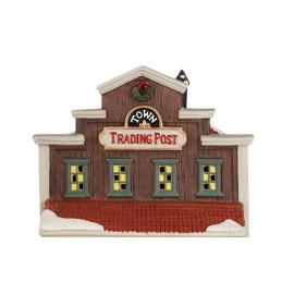 HOLIDAY TIME CHRISTMAS VILLAGE HOUSE - TOWN TRADING POST W/ CORD