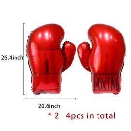 4pcs Red Boxing Gloves Balloons Aluminum Foil Balloons Boy Sports Themed Boxing Basketball Superhero Themed Birthday Baby Shower Graduation Party Supplies