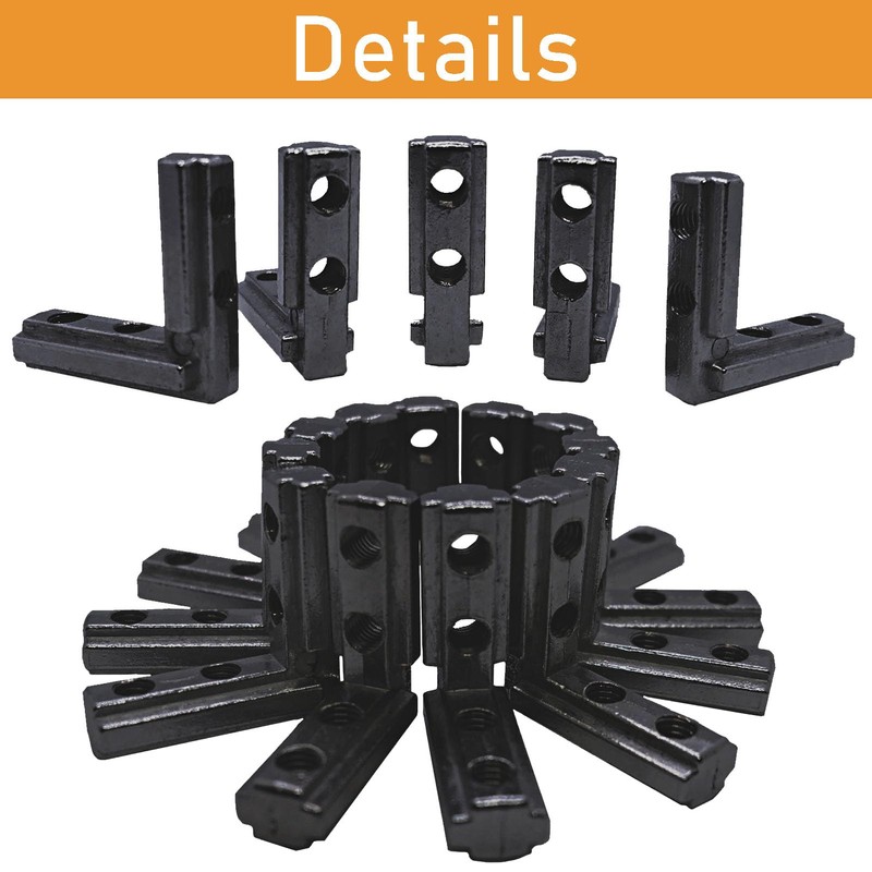 12 Sets Black 1010 Series Aluminum Extrusion L-Shape Inside Corner