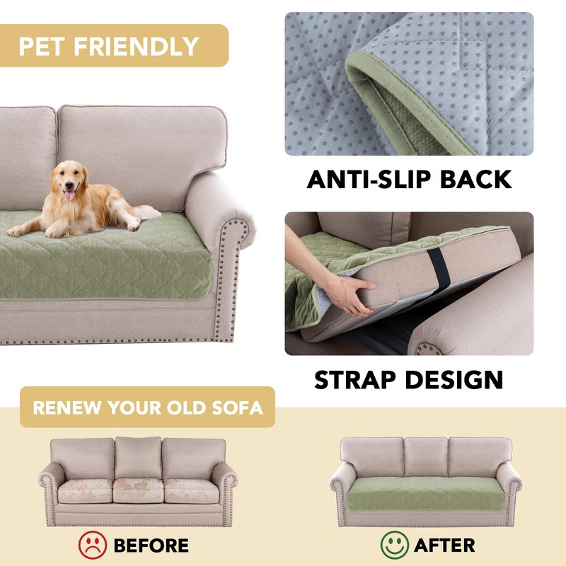 H.VERSAILTEX Couch Cover Chenille Pet Fuzzy Sofa Covers for 3