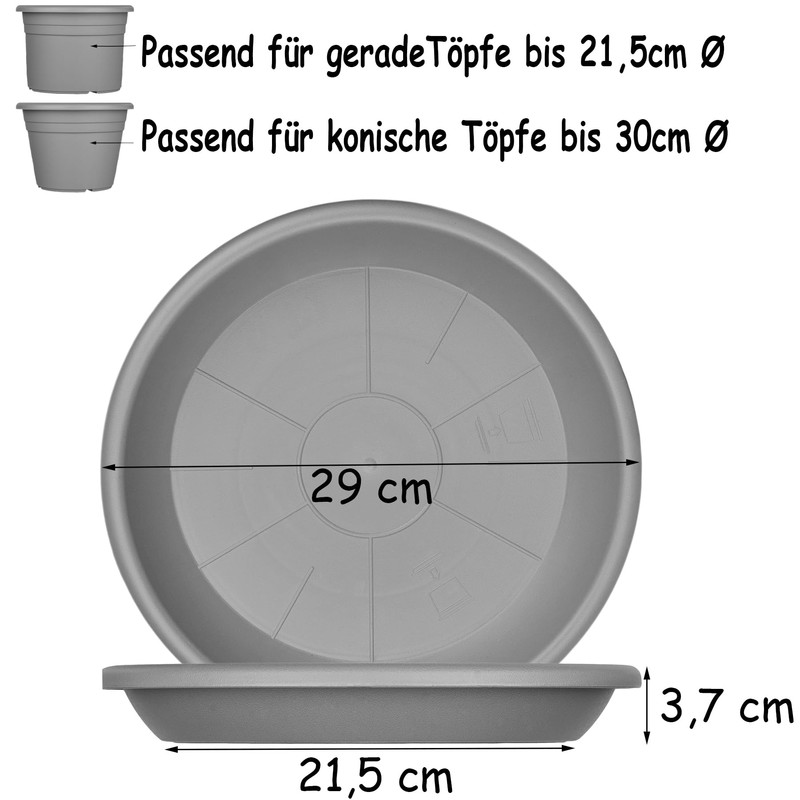 BigDean 6 x Flower Pot Saucers, Diameter 29 cm, Colour: