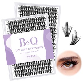 B&Qaugen Manga Lash Clusters DIY Individual Lashes 40D-0.07D-12mm 300 PCS False Eyelash Cluster Volume Lashes Extension 30D 40D 40D D Curl Lash Clusters DIY lash Extensions at Home (40D-0.07D,12mm)