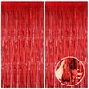 CANREVEL 2 Pack 3.3x8.2 Feet Red Foil Fringe Backdrop Curtains,