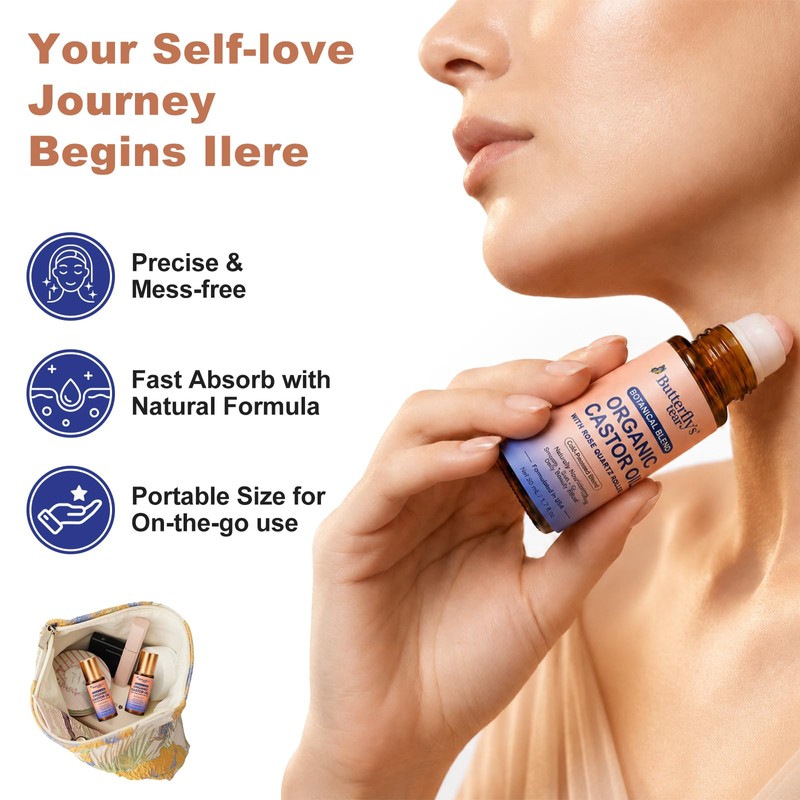 Organic Castor Oil Rose Quartz Roller Ball,Castor Oil Rose Quartz