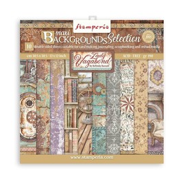 Stamperia International Scrapbooking Pad-Maxi Background Selection-Lady Vagabond Lifestyle, Multicoloured, 30.5x30.5 cm