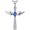 Cross Necklace Womens Cross Necklace Angel Wings Cross Necklace Blue