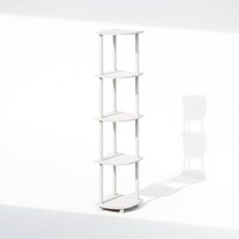 Furinno Turn-N-Tube 5 Tier Corner Display Rack Multipurpose Shelving Unit, White/White