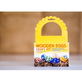 Natural Earth Paint Wooden Egg Kit – 6 Non-Toxic, Eco-Friendly Paints & Bamboo Brush – Easter Egg Decorating & Craft Set – Compostable Packaging, Safe for Kids & Adults