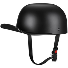 Yesmotor Baseball Motorcycle Helmet Half Cap for Bike Cruiser Chopper Moped Scooter- Dot Approved (Matte Black, M)
