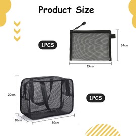 1 Mesh Toiletry Bag with 1 Mesh Storage Bag, Breathable Tote Bag, Portable Duffel Bag, Fitness Clothing Bag, Beach Toy Bag