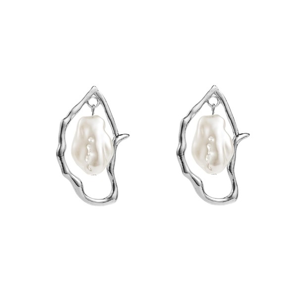 Baroque Pearl Dangle Earrings for Women,Trendy Gold Irregular Drop Stud