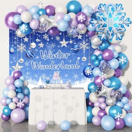 Mocsicka Winter Wonderland Backdrop Winter Snowland Snowflakes Baby Shower Birthday Photo Backrops Blue Christmas Glitter Lights Holiday Photography Background (7x5ft)