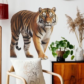 DEIKOKA Removable Tiger Wall Decal Large 3D Lifelike Tiger Wall Stickers Peel and Stick Cool Animals Wall Art Decals for Living Room Kids Bedroom Classroom Baby Nursery Decor