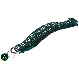 Cat-Collar with paw print and Little Bell, One Size, Grey