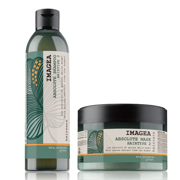 eLGON Imagea Damage Care Shampoo 8.5 fl oz (250 ml) + Hair Mask, 7.8 fl oz (200 ml) [Glossy Hair Aging Care] Organic Super Food Salon Exclusive Set