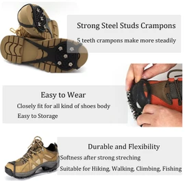 HAPIBY Non Slip Gripper Spike, Ice Grippers Traction Cleats Snow for Shoes and Boots Spikes Grips Crampons with 10 Steel Studs Cleats (1PC, Blue)