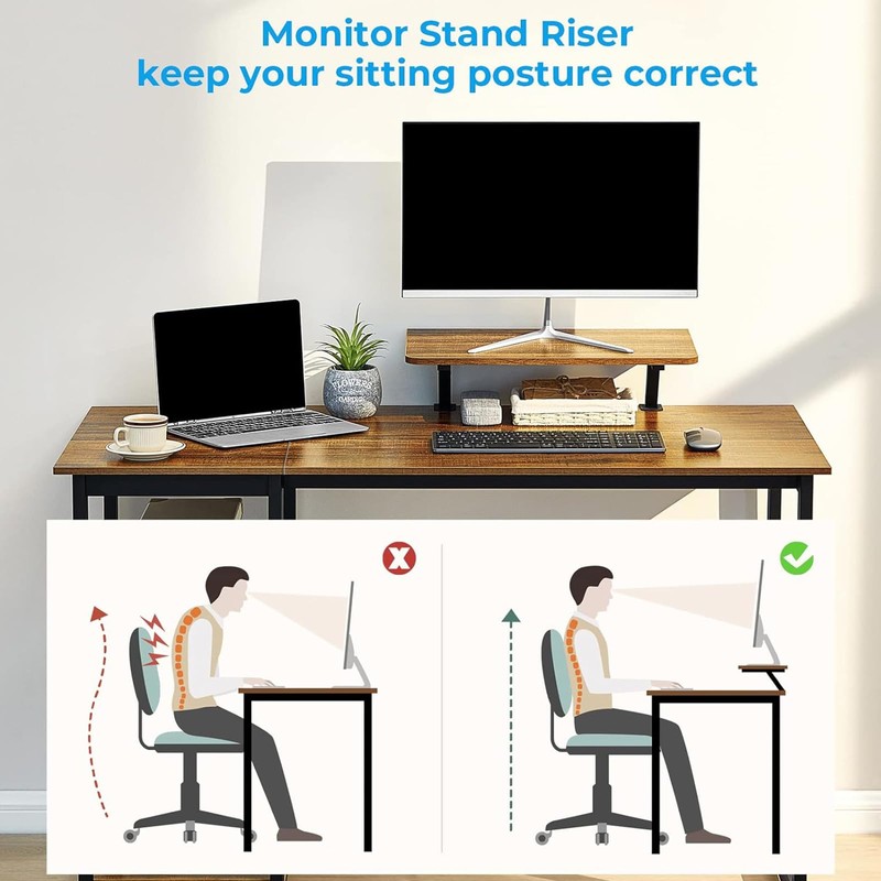 GreenForest Computer Desk with Monitor Stand,47 inch Home Office Desk