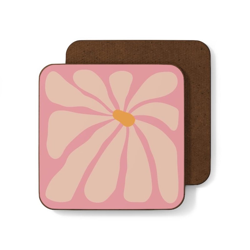 4 Coaster Set Retro Flowers 60s 70s Vintage Inspired