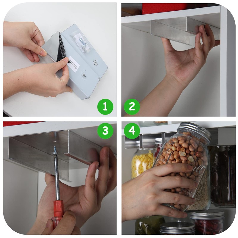 lopeztek Mason Jar Organizer Holder Rack for Food Storage, Under