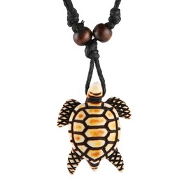 STWTR Hawaiian Turtle Pendant Necklace Men Women - Adjustable Rope Surfer Necklace Handmade Necklace