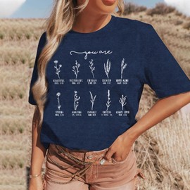 SUWATOIN Christian Shirts for Women You are Bible Verse T-Shirt Faith Pray Tshirt A-Blue