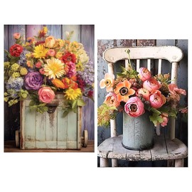 Mowana Diamond Art Kits for Adults - Flowers Diamond Painting Kits for Adults Beginners, 5D DIY Round dots Full Drill Gem Art DIY Crafts for Home Wall Decor and Gifts 2 Pack 12x16inch