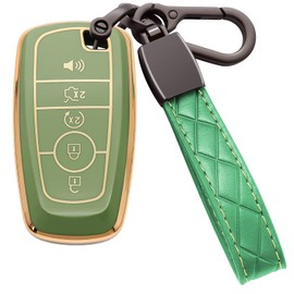 Syodiesn for Ford Key Fob Cover Soft TPU with Keychain Key Case Shell Full Protection Compatible with Ford Explorer Mustang Fusion Escape F150 F250 F350 F450 F550 Edge 5 Button, Gray