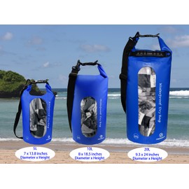 Freegrace - Juego de 3 bolsas secas impermeables con 2 cierres de cierre y correa de hombro desmontable, bolsa de cintura y funda para teléfono, se pueden sumergir en agua, para natación (azul marino