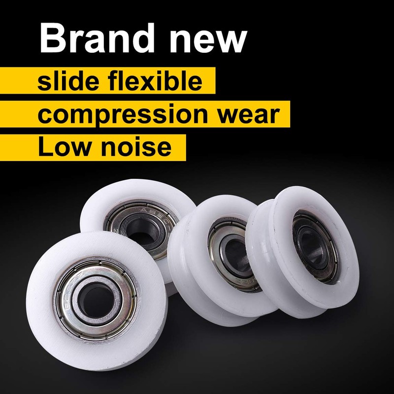 Atoplee 4pcs Round Groove Nylon Pulley Wheels Roller for Slide