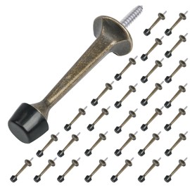 HOMOTEK 30Pack Heavy Duty Solid Rigid Door Stop with Soft Rubber Tip, Zinc Die Cast Door Stopper Protect Wall & Door,Antique Brass