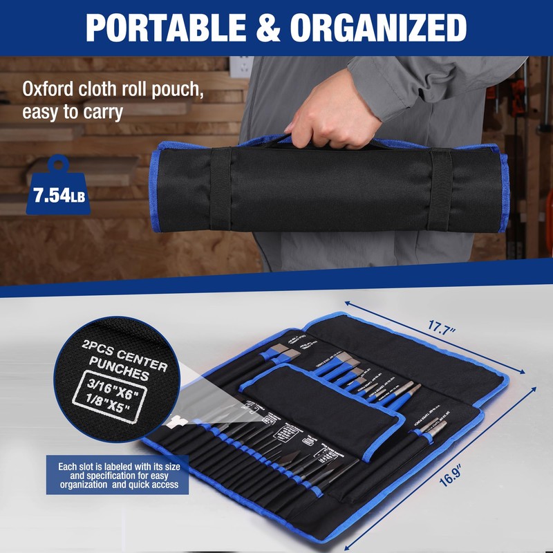 WORKPRO 30 PCS Heavy Duty Punch and Chisel Set with