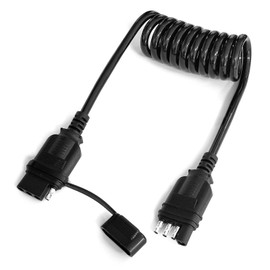 WALSIO 4 Way Flat Trailer Extension Coiled Cable, 4 Pin Trailer Connector with 5 Ft Male and Female Stretchable 18AWG PU Sheath Protected Wire Harness