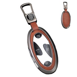 KULCSOK Key Cover fit for Hyundai Kona Ioniq 6 Key Fob Case Sonata Santa Fe Elantra Hybrid 2024 2023 Zinc Alloy Key Protector Keychain 5/7 Buttons B Brown