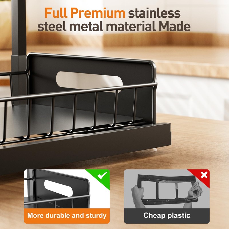Under Sink Organizer 2 Pack,Pull Out Cabinet Organizer Shelf,Kitchen Bathroom