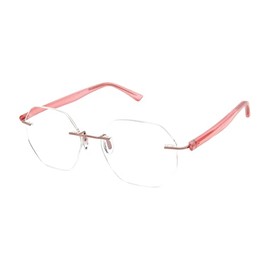 Scojo New York Gels Heptagon Reading Glasses, Handmade Scratch-Resistant Readers for Women and Men, Reflective Rose