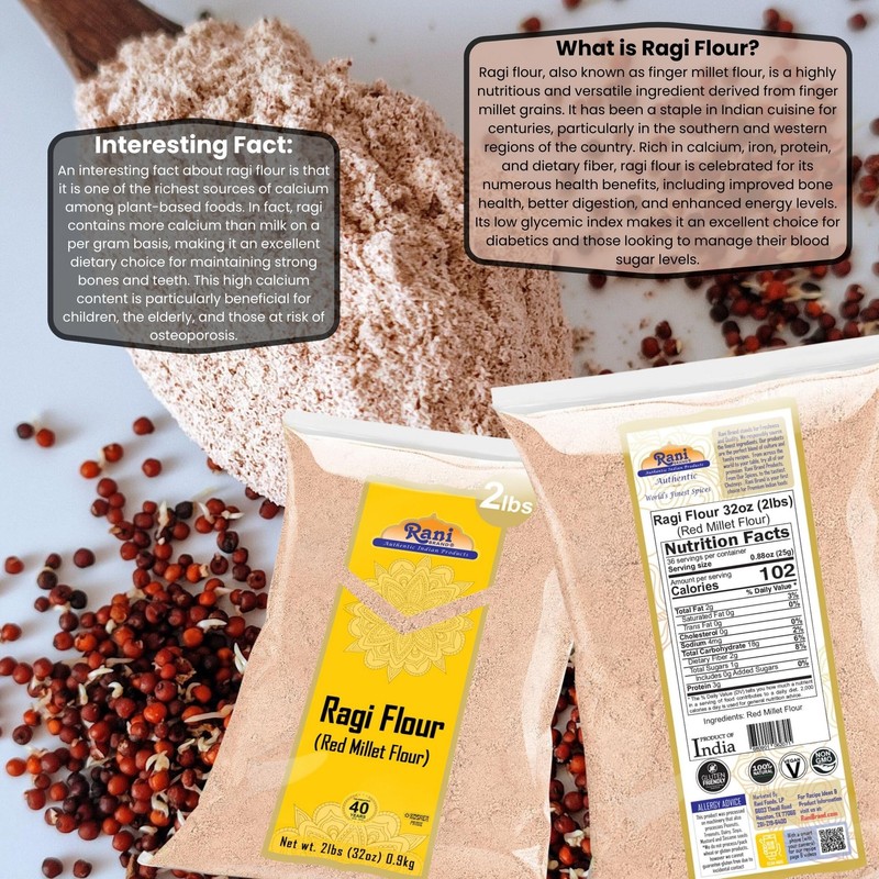 Rani Ragi (Finger Millet) Flour 32oz (2lbs) 908g ~ All