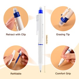 Lekreo 6 Counts Erasable Gel Pens, 0.7mm Fine Point Retractable Clicker Pens with 6 Black Blue Refills,Make Mistakes Disappear for Writing Planner Drawing and Crossword Puzzles