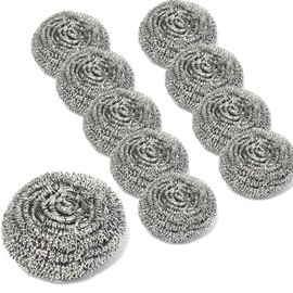 Stainless Steel Scourer,Cleaning Scrub Sponges, Heavy Duty Dishwashing Scouring Pad for Kitchen,Household Cleaning Steel Wire Scrubber Sponges,10 Pack