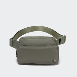 Pander Everywhere Belt Bag for Women, 5 Zipper Pockets RPET Polyester Crossbody Fanny Pack Purse (Grey Sage).