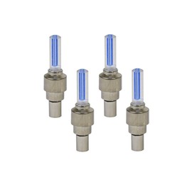 AlveyTech Blue LED Firefly Valve Stem Light Set - for Kids Mini Dirt Bikes and Scooters, ATV, 4-Wheel Quad, Mod E-Bike Lights, Car, Gas/Electric Scooter Accessories, Bicycle Spoke Tire Caps 4-Pack