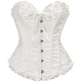 Vrapo Korsett Damen - Bustier Corset Top für Frauen - Vollbrust Corsage Schnürkorsett Taillenformer Dessous - Weiß - Größe 6XL
