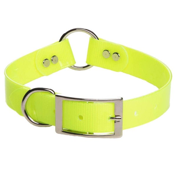 Mendota Pet Biothane Synthetic Collar - Made in The USA - Waterproof, Odor Resistant - Yellow, Center Ring Safety Collar, 1 in x 20 in