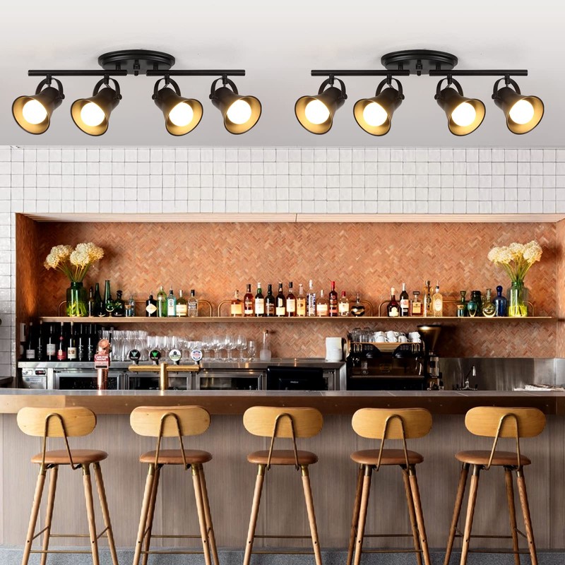 SEEBLEN 4-Light Track Lighting Kit, Directional Ceiling Light, Industrial Black