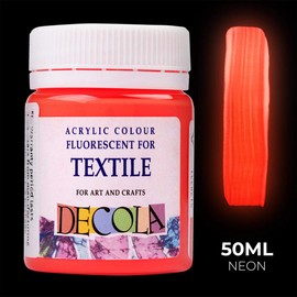 Decola Nevskaya Palitra Fluorescent Textile Dye, Red, 50 ml Acrylic Neon Colour with Glow Effect Under Black Light (UV Light), Quality