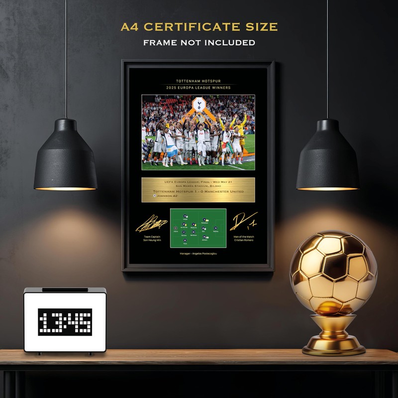 Sporting Moments Tottenham Hotspur Europa League Winners 24/25 Commemorative Print