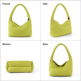 LIKEBAG Woven Handbag for Woman Vegan Leather Shoulder bag and Purse Small Fashion Shopper Totes Ladies Underarm Bags (Yellow)
